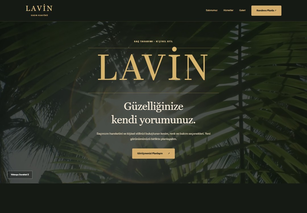 LAVİN web sitesi konseptinin önizlemesi