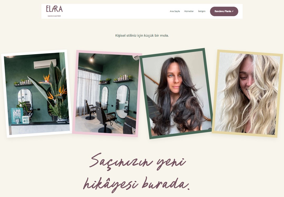 ELARA web sitesi konseptinin önizlemesi