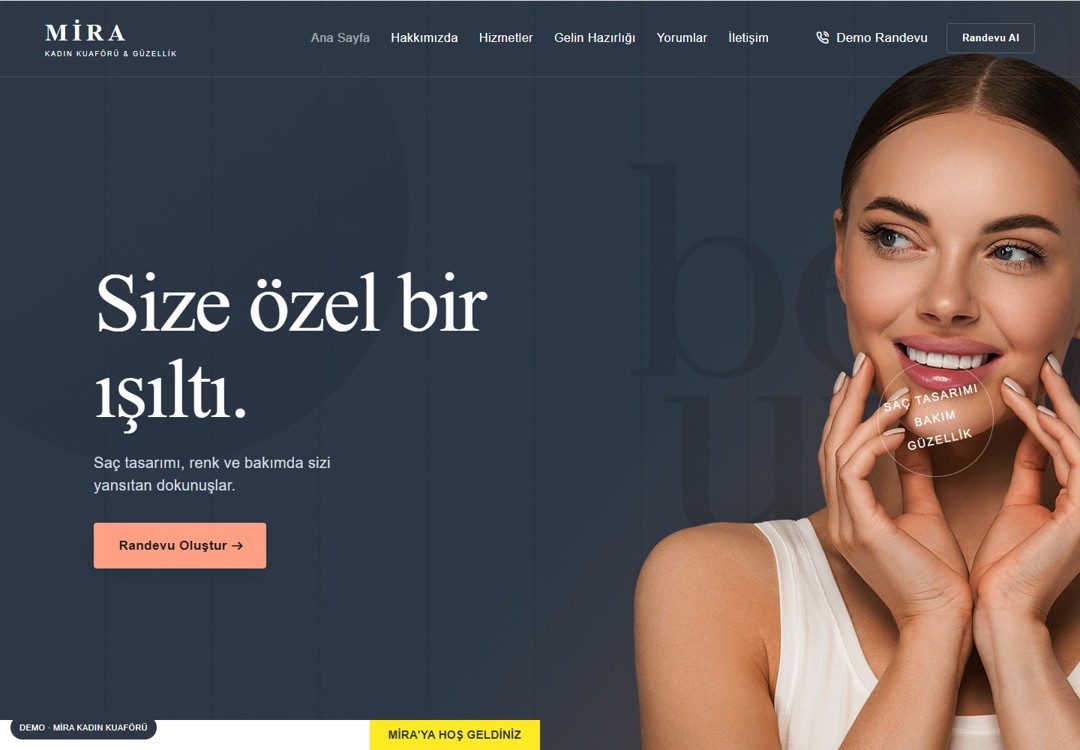 MİRA web sitesi konseptinin önizlemesi