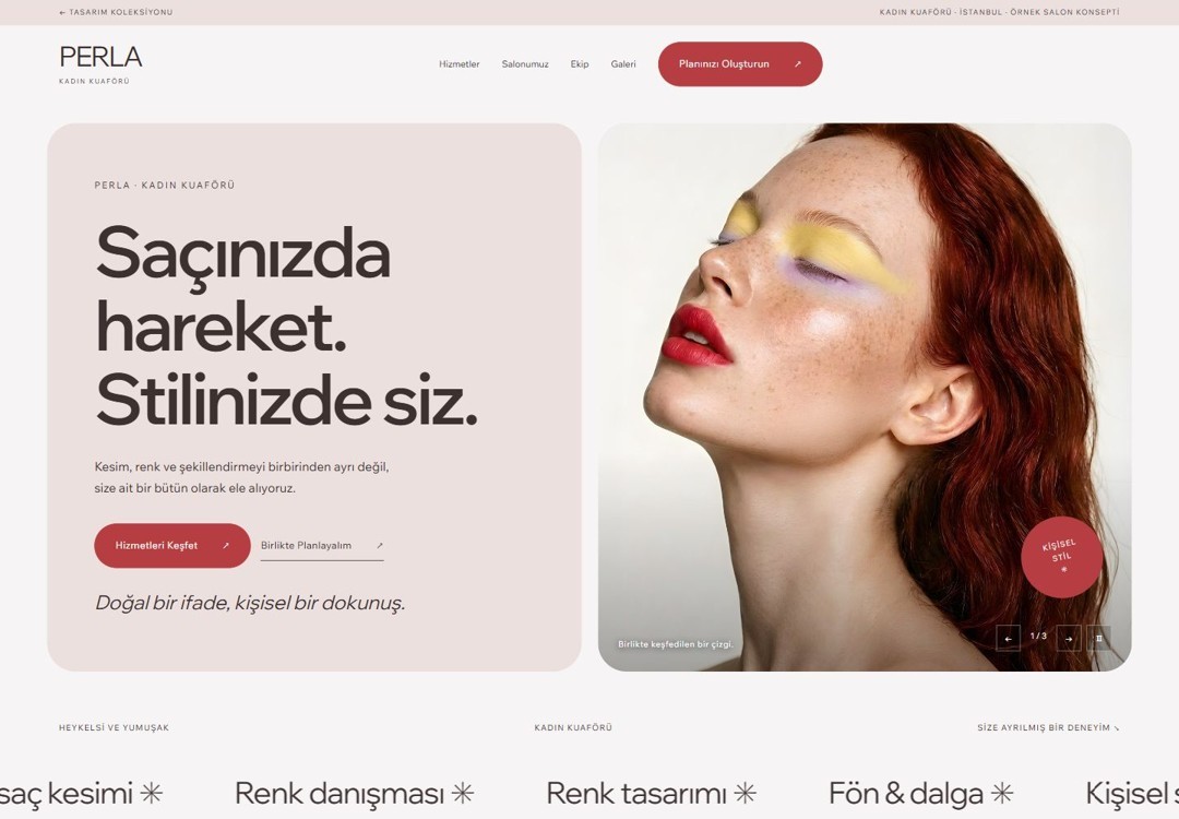 PERLA web sitesi konseptinin önizlemesi