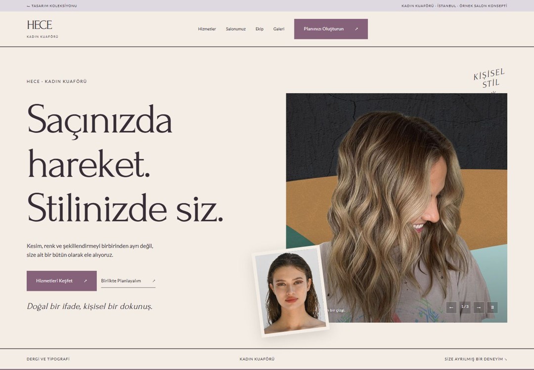 HECE web sitesi konseptinin önizlemesi